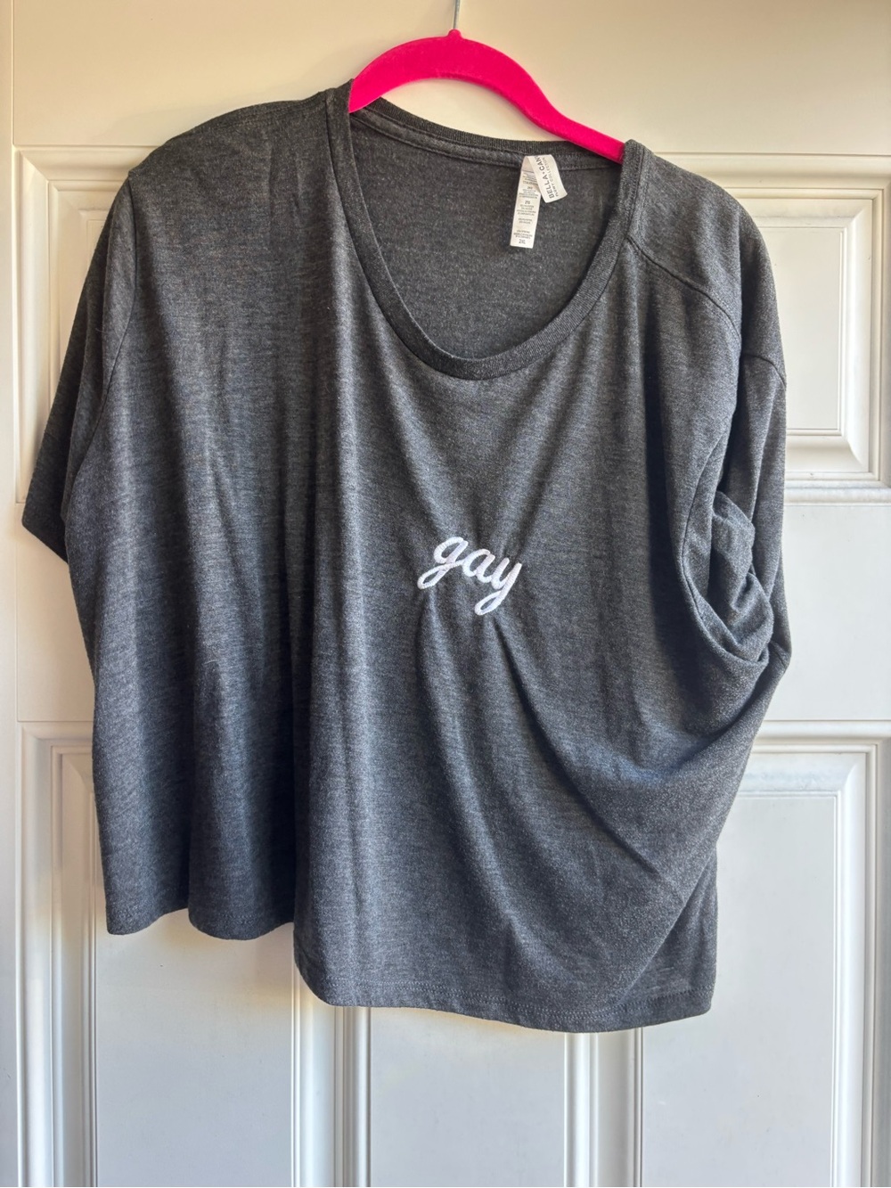 Women's Charcoal Gray 'gay' Embroidered Tee